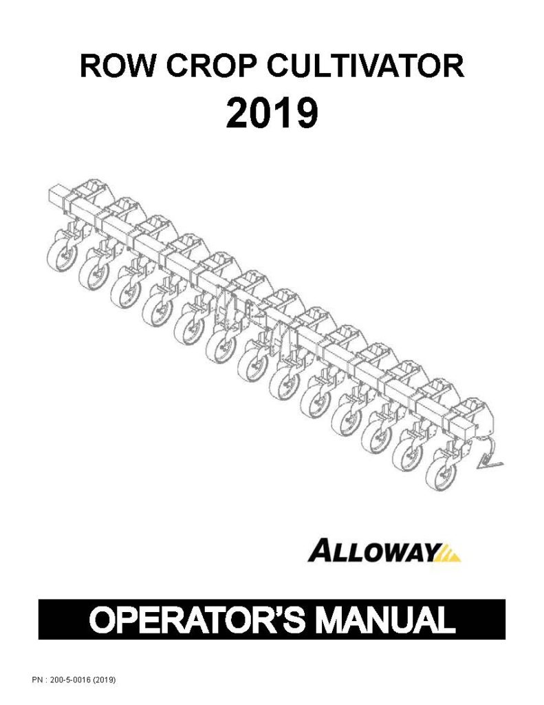 2019 Row Crop Cultivator Operator Manual